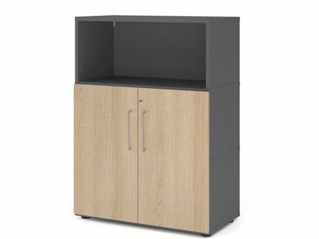 FlexWall Schrank 3OH offenes Regalfach, 2 Türen, Kunsstoffgleiter